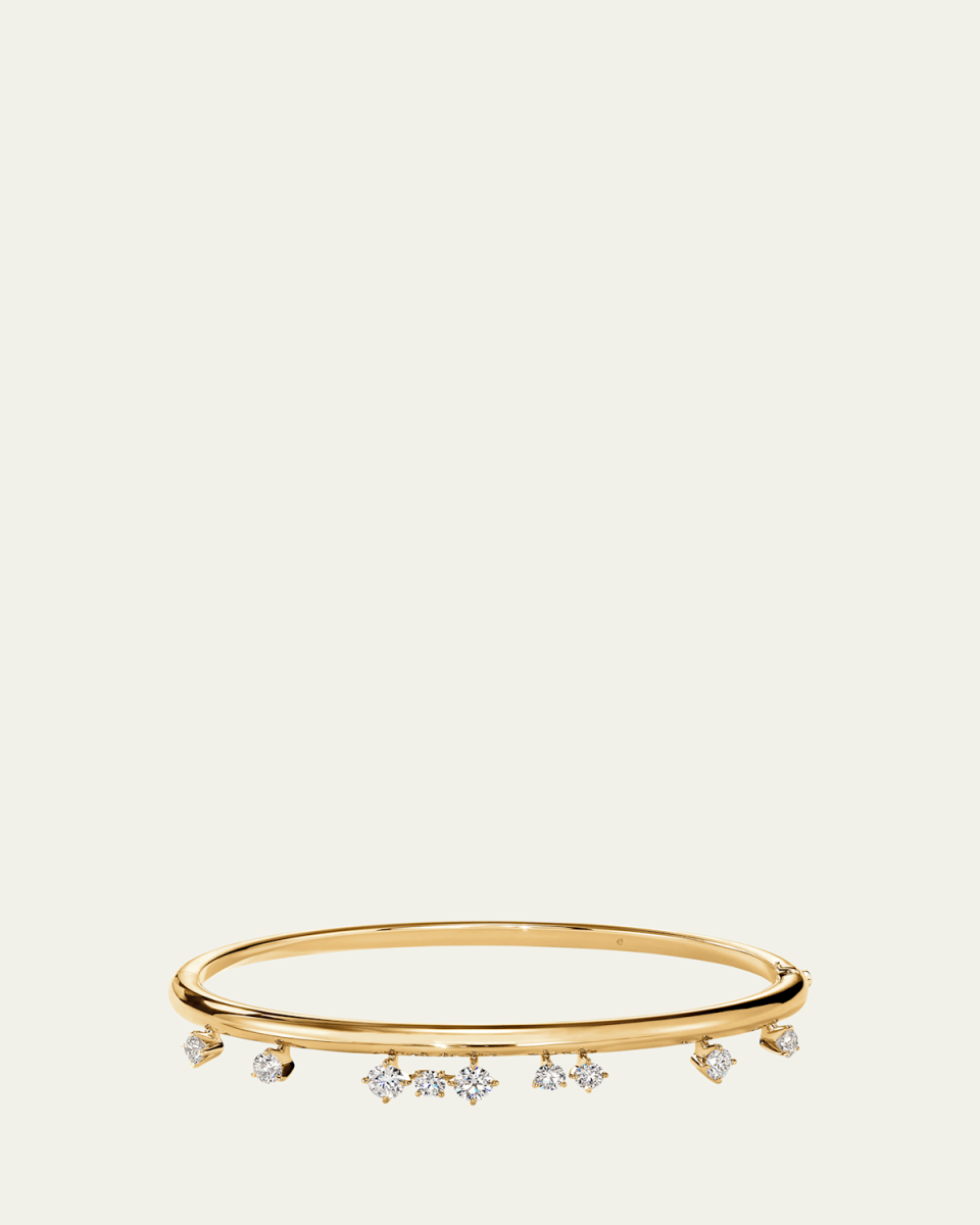 18K Yellow Gold Barre Floating Diamond Bangle Bracelet